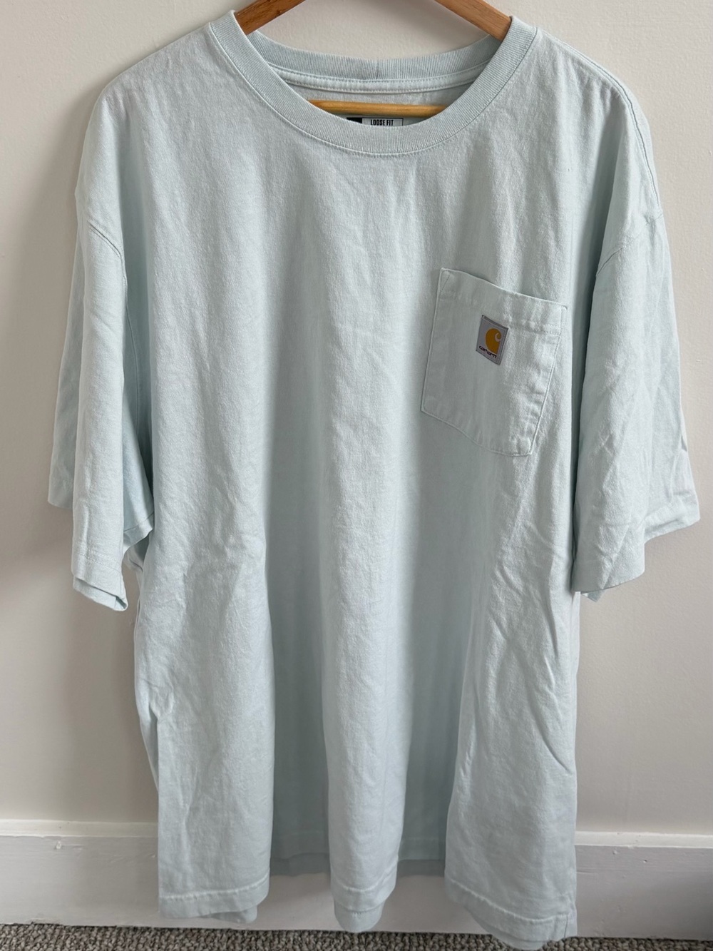 Carhartt NWOT Pale Blue Loose Fit Heavyweight Cotton Pocket Tee Size 2XL